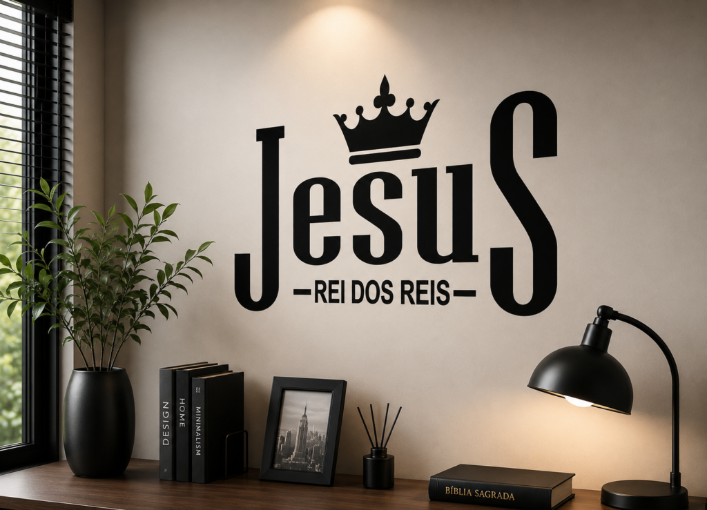 Adesivo Jesus Rei dos Reis Preto 70x50cm