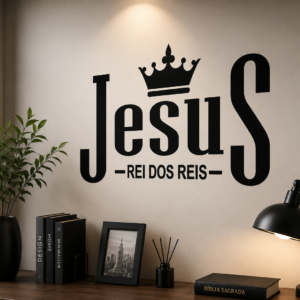 Adesivo Jesus Rei dos Reis Preto 70x50cm
